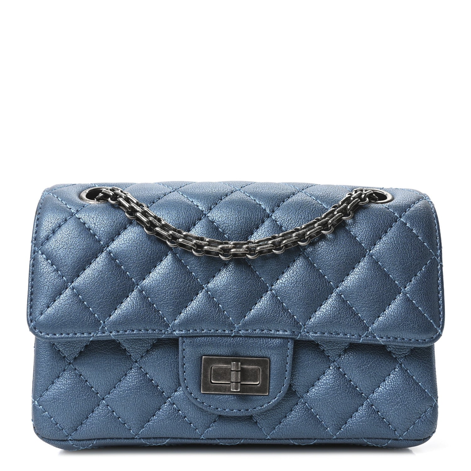 Chanel Metallic Sheepskin Quilted 2.55 Reissue Mini Flap Blue 1 of 10