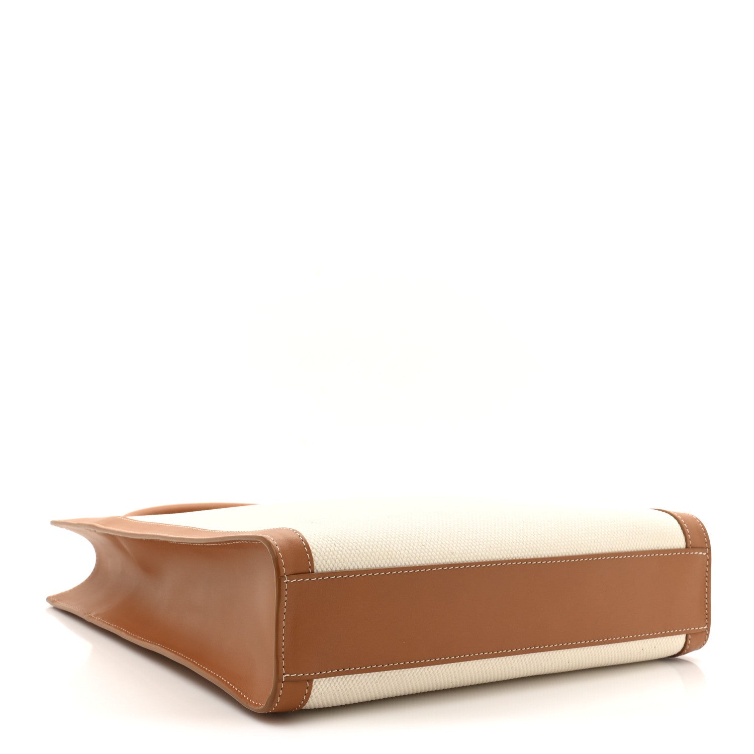 Celine Canvas Calfskin Logo Print Small Vertical Cabas Natural Tan 4 of 13