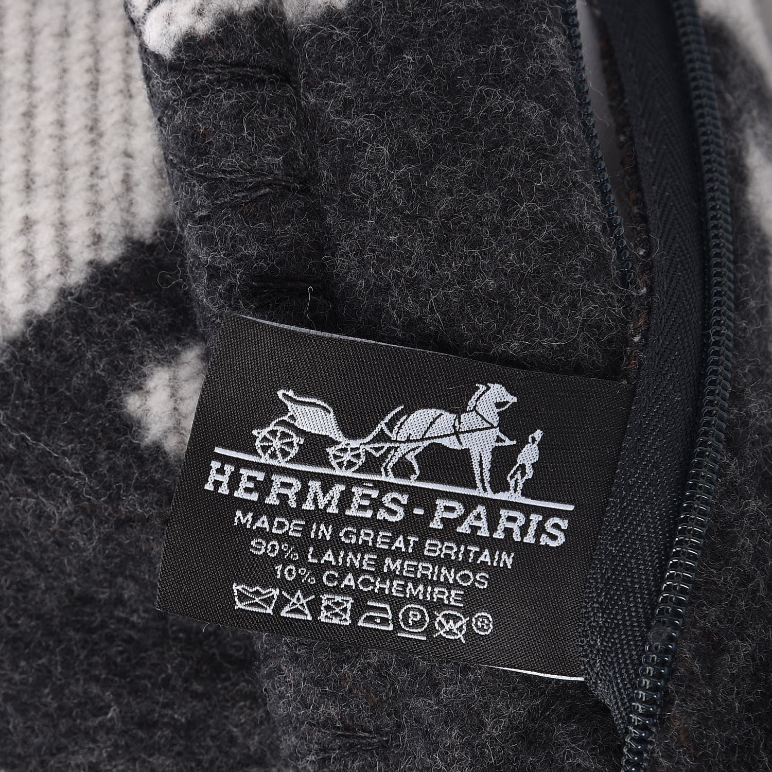 Hermes Wool Cashmere Avalon Pillow PM Ecru Gris Fonce 6 of 7