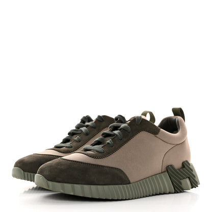 Hermes Technical Jersey Goatskin Suede Goatskin Bouncing Sneakers 39 Vert Toundra Vert Foret 3 of 10