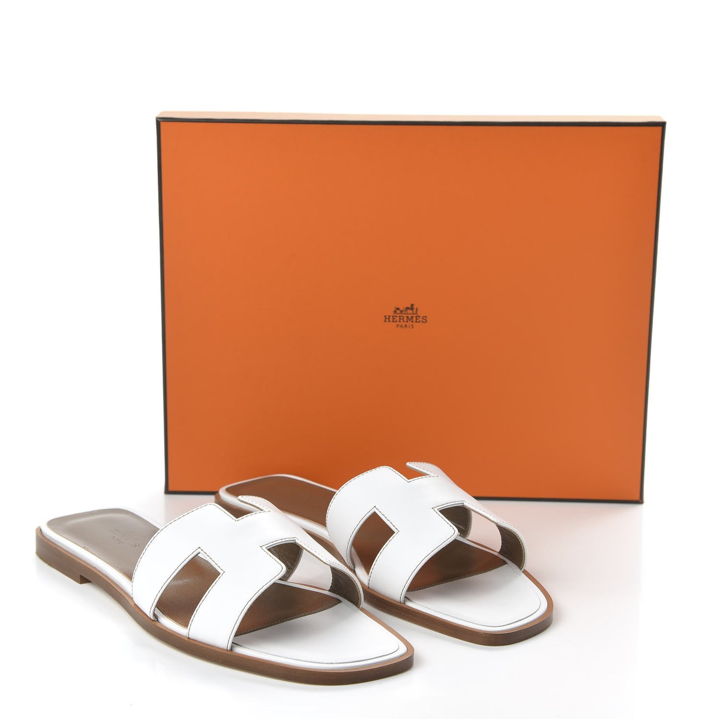 Box Calfskin Oran Sandals 39 White