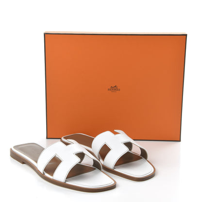 Hermes Box Calfskin Oran Sandals 39 White 9 of 9