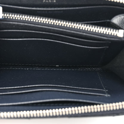 Saint Laurent Grain De Poudre Matelasse Chevron Monogram Small Zip Around Wallet Deep Marine 5 of 11