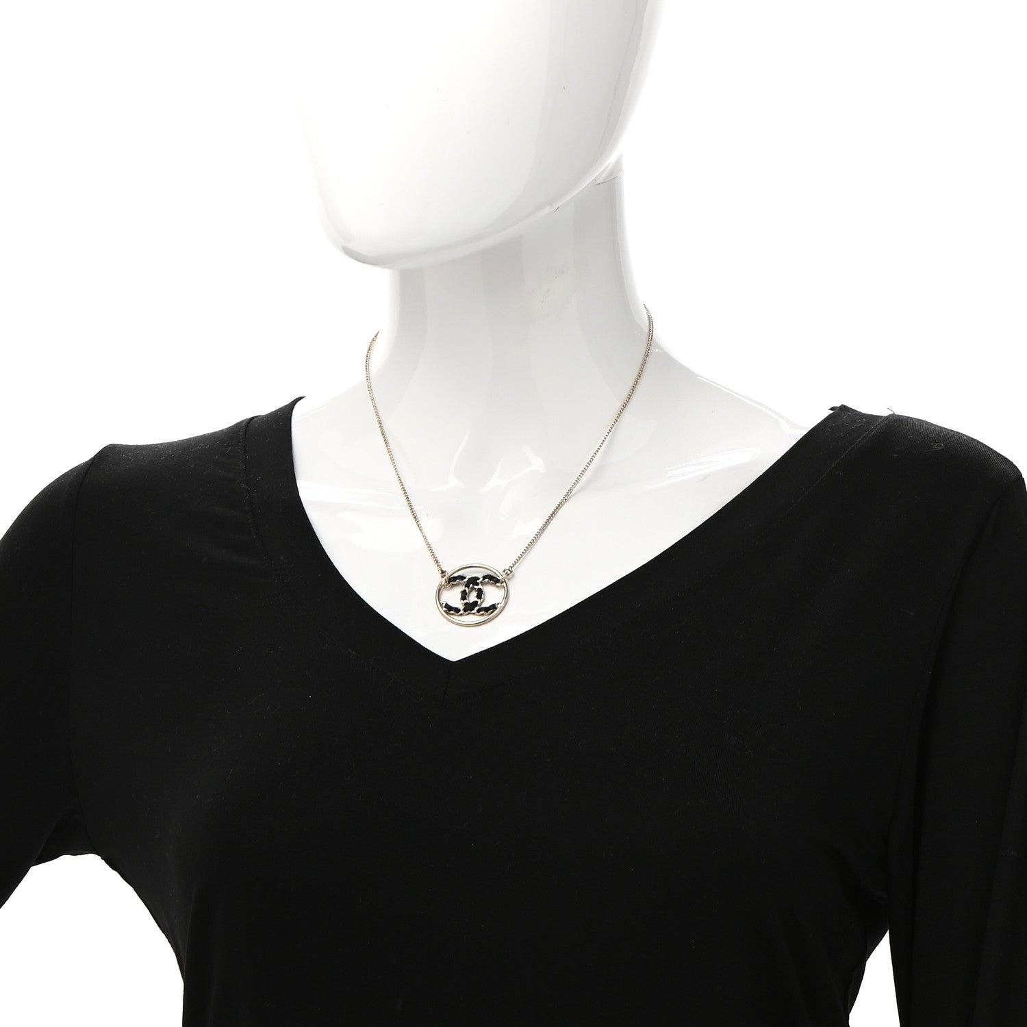 Chanel Lambskin CC Round Pendant Necklace Gold 2 of 7
