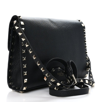 Valentino Garavani Pebbled Calfskin Medium Rockstud Flip Lock Crossbody Bag Black 3 of 8