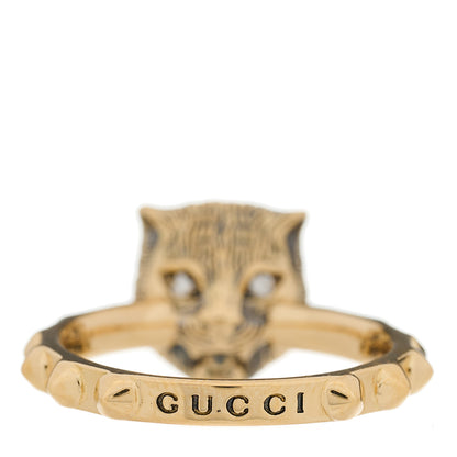 Gucci 18K Yellow Gold Pink Opal Diamond Le Marché Des Merveilles Feline Ring 52 6 3 of 6