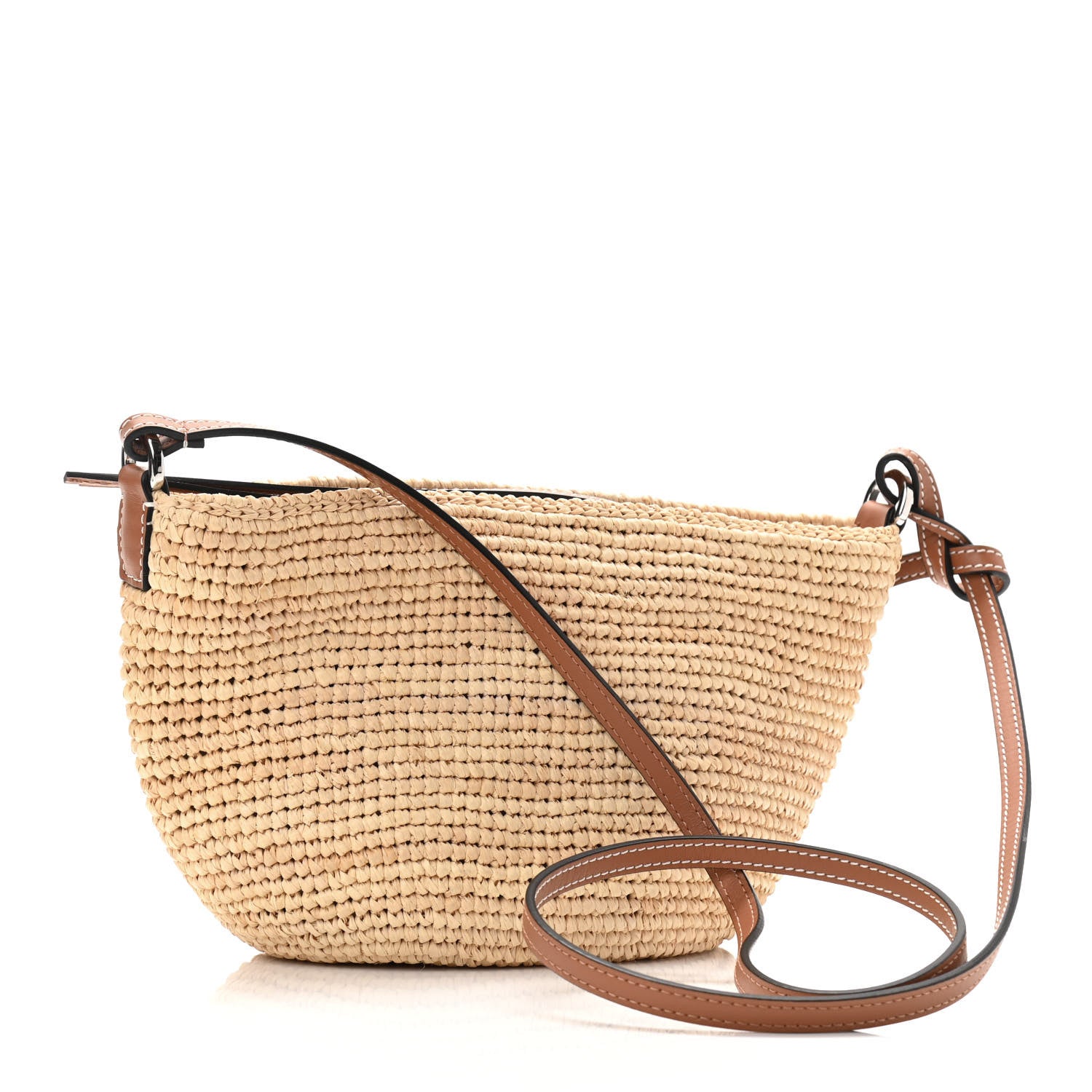 Loewe Calfskin Raffia Paulas Ibiza Pochette Bag Natural Tan 3 of 10