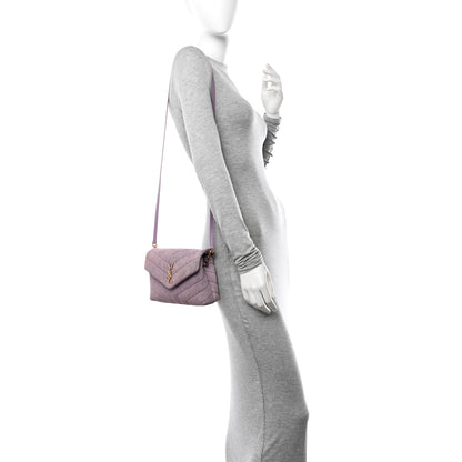 Saint Laurent Denim Y Quilted Monogram Toy Loulou Crossbody Bag Bleached Lilac 2 of 10