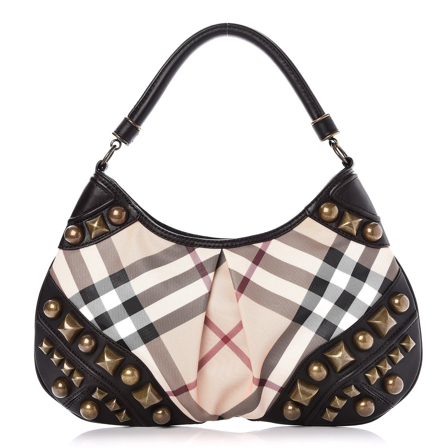 Burberry Nova Check Alverton Studded Hobo Chocolate 1 of 8