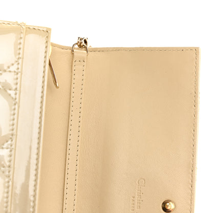 Christian Dior Patent Cannage Lady Dior Rendezvous Wallet On Chain Beige 12 of 14