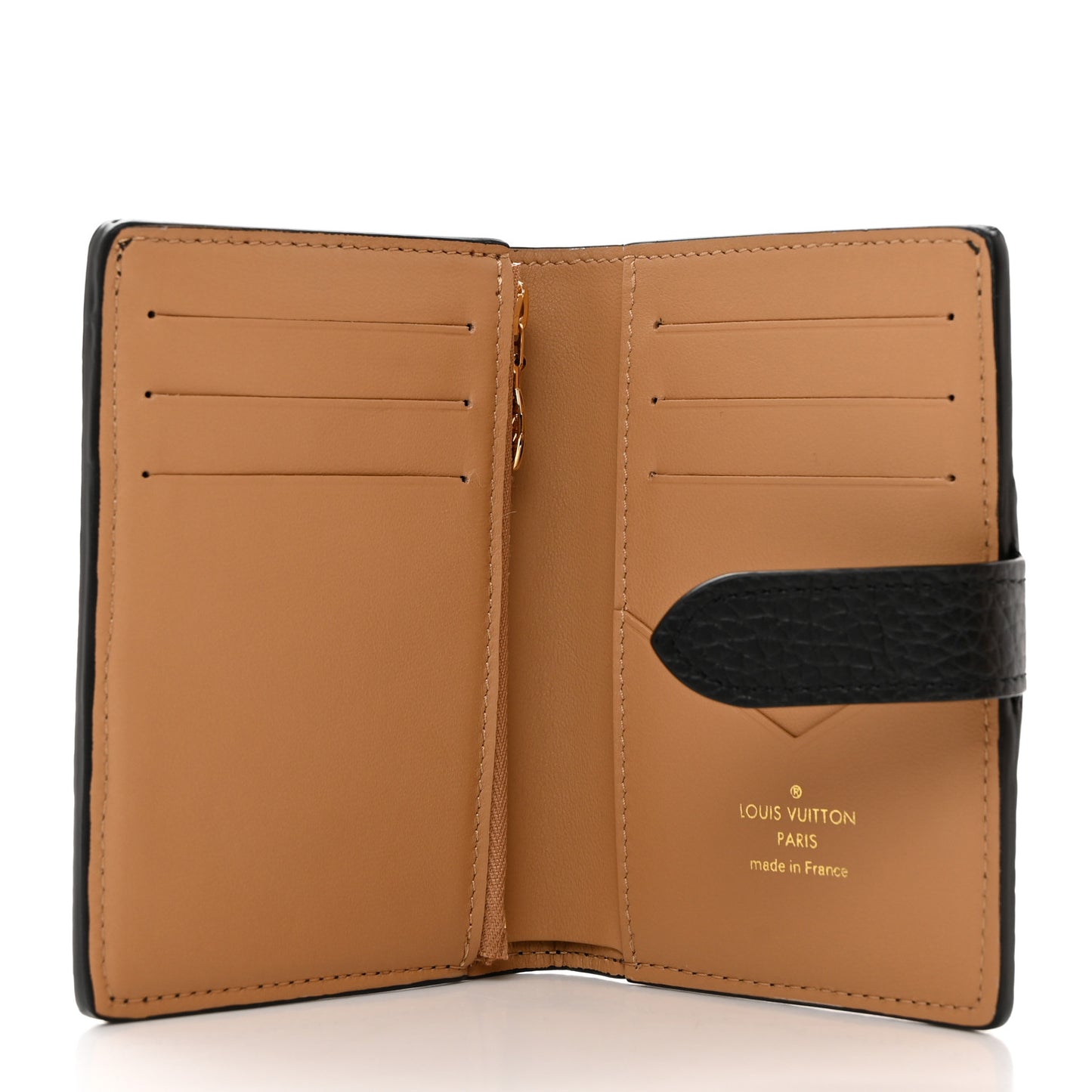 Taurillon Capucines Vertical Compact Wallet Black