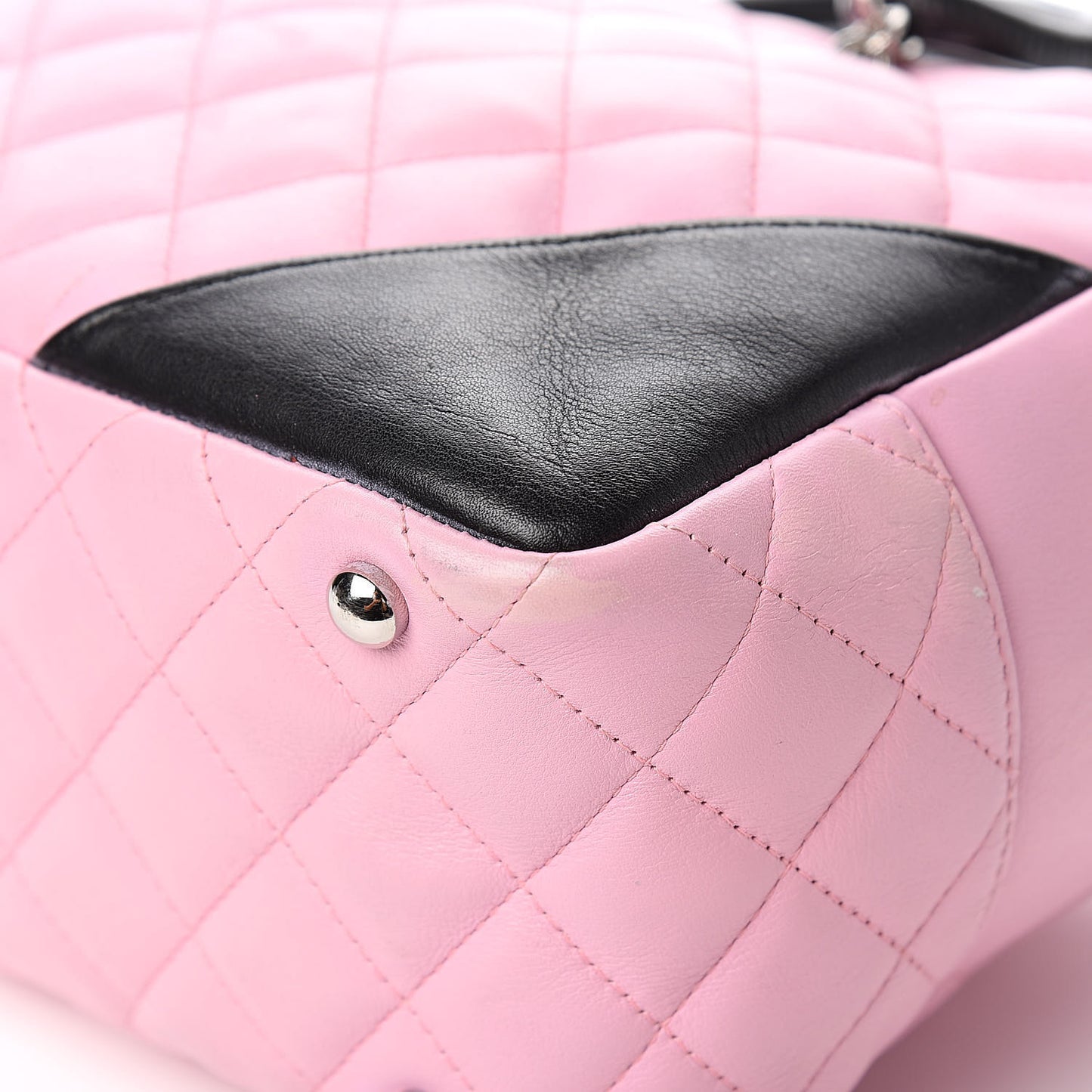 Calfskin Quilted Large Cambon Bowler Pink Black
