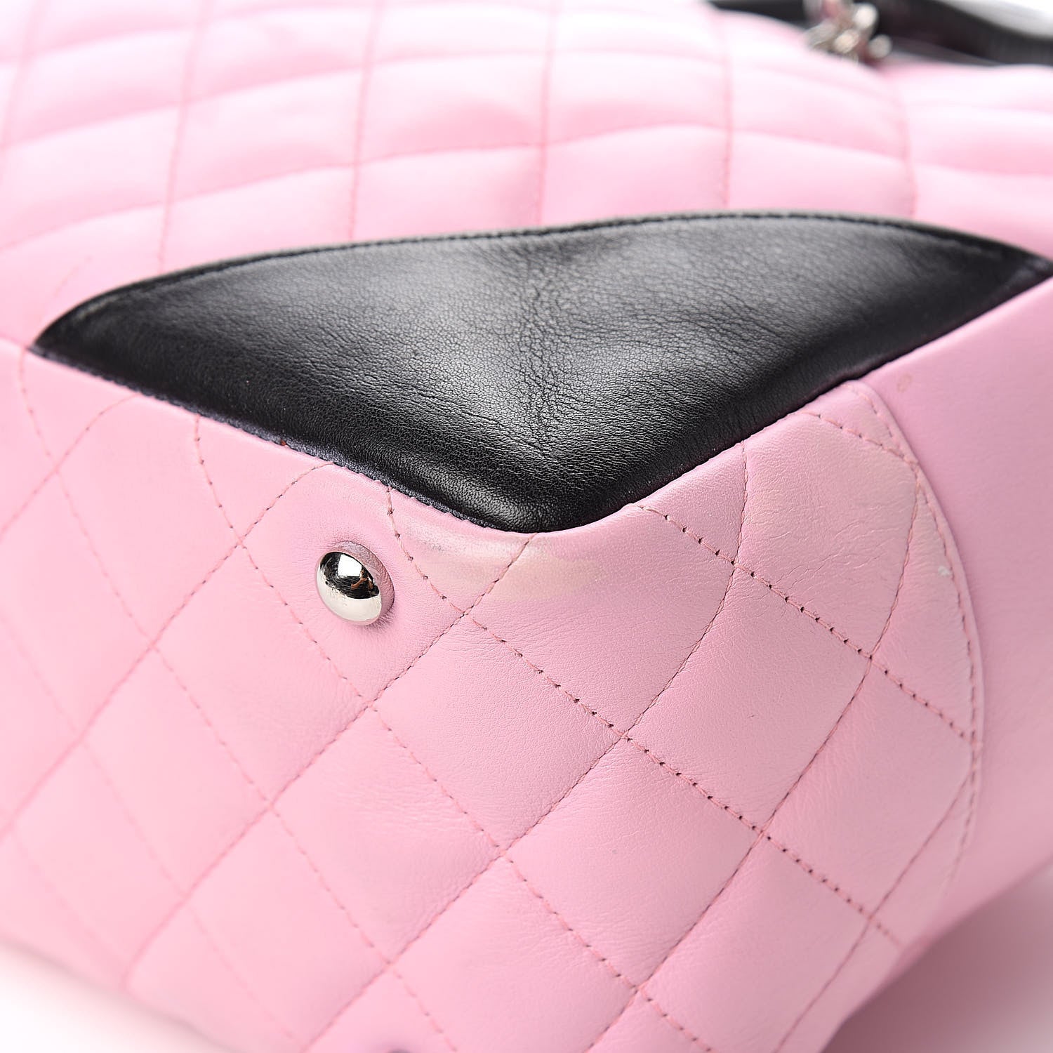 Chanel Calfskin Quilted Large Cambon Bowler Pink Black 10 of 15