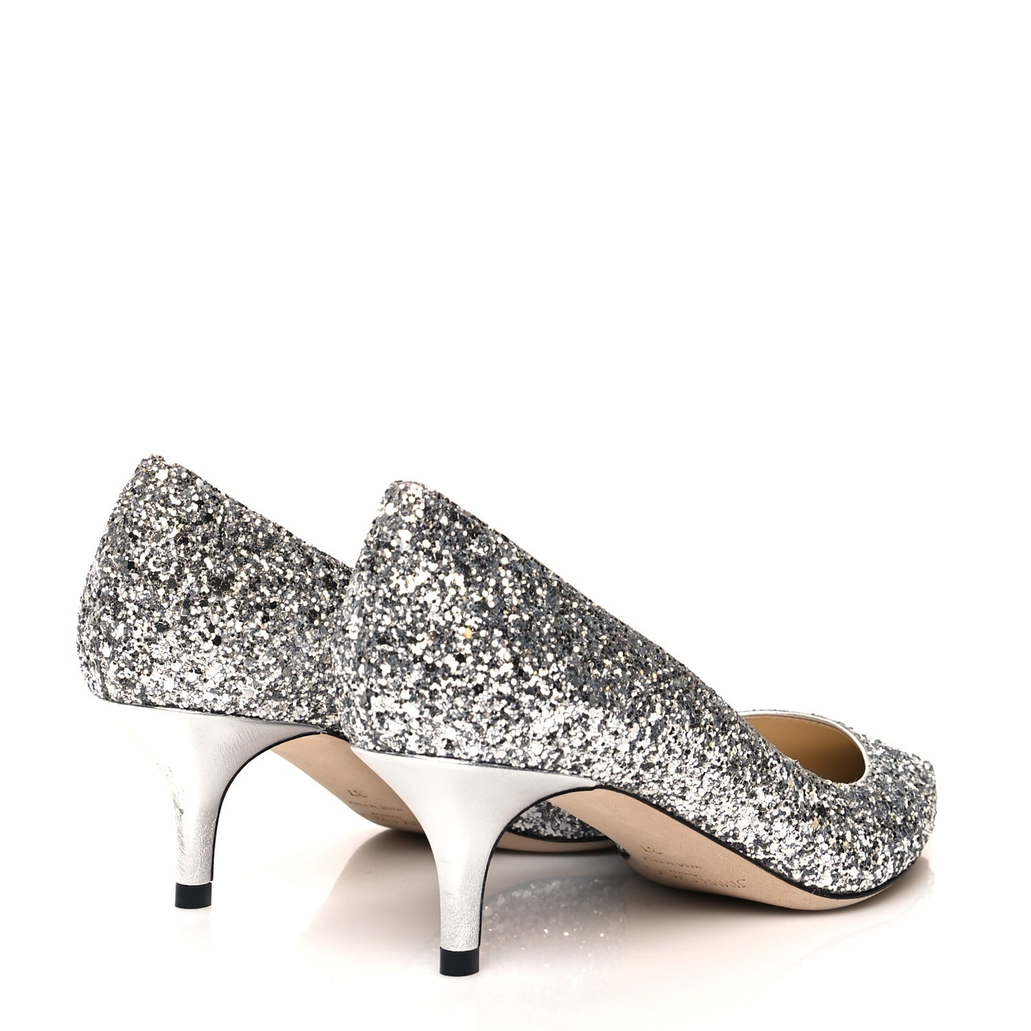 Coarse Glitter Fabric Pointy Toe Aza Pumps 37 Silver