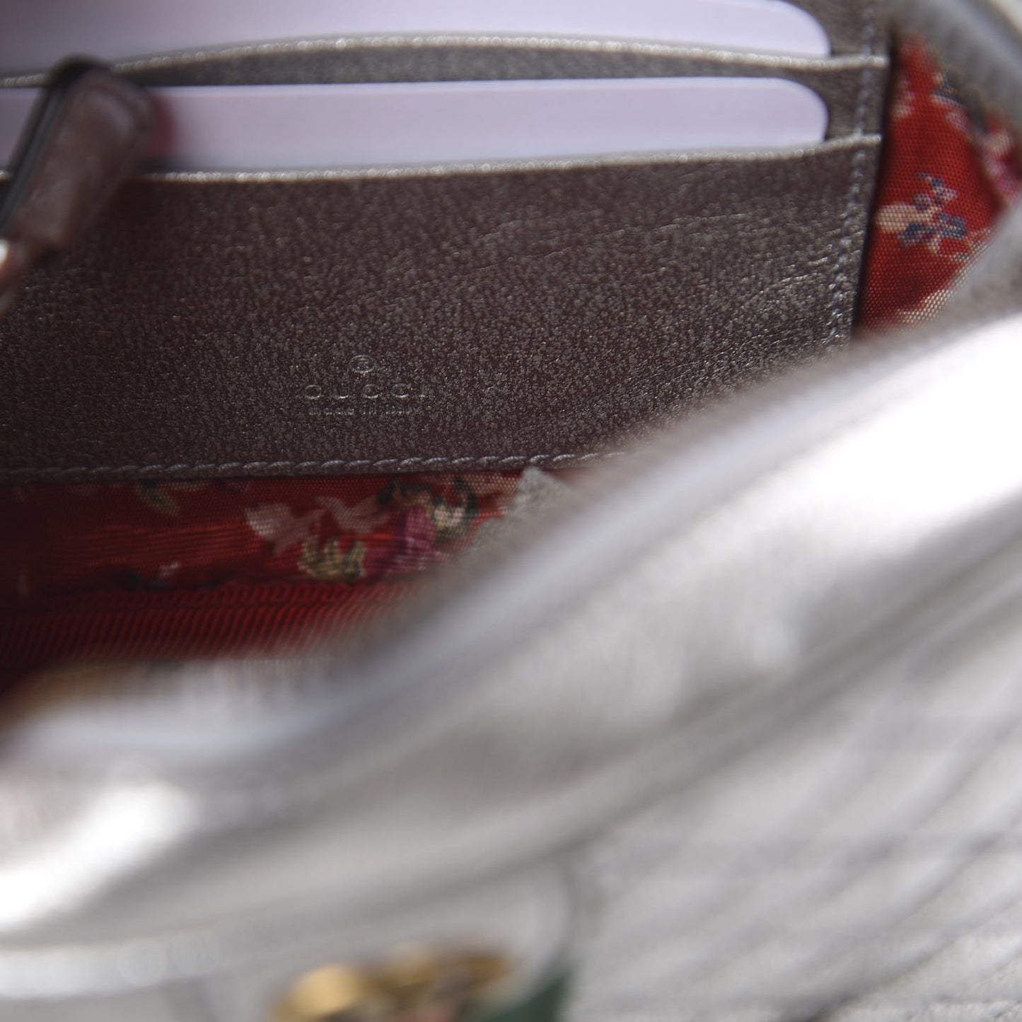 Laminated Nappa Web Trapuntata Mini GG Shoulder Bag Argento