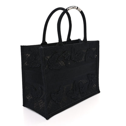 Christian Dior Embroidered 3D Macrame D-Lace Butterfly Medium Book Tote Black 2 of 9