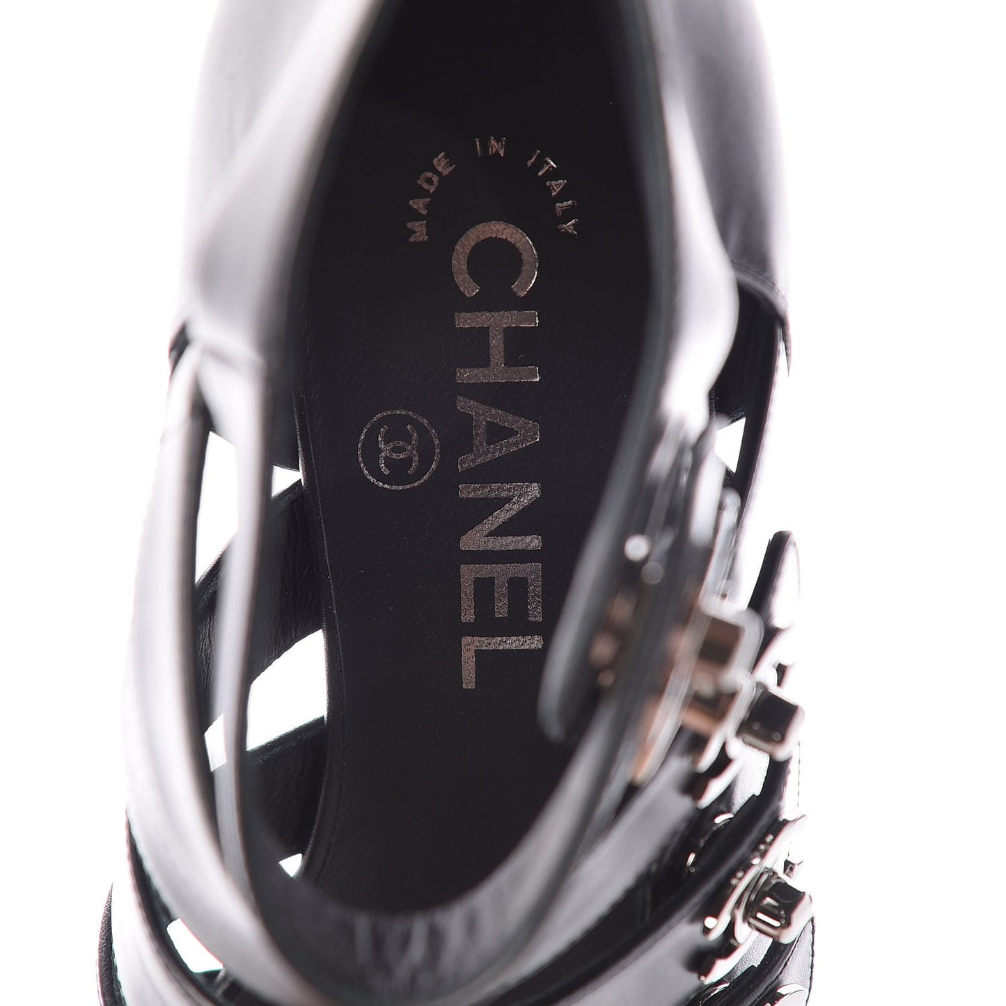 Calfskin CC Turnlock Sandals 38 Black