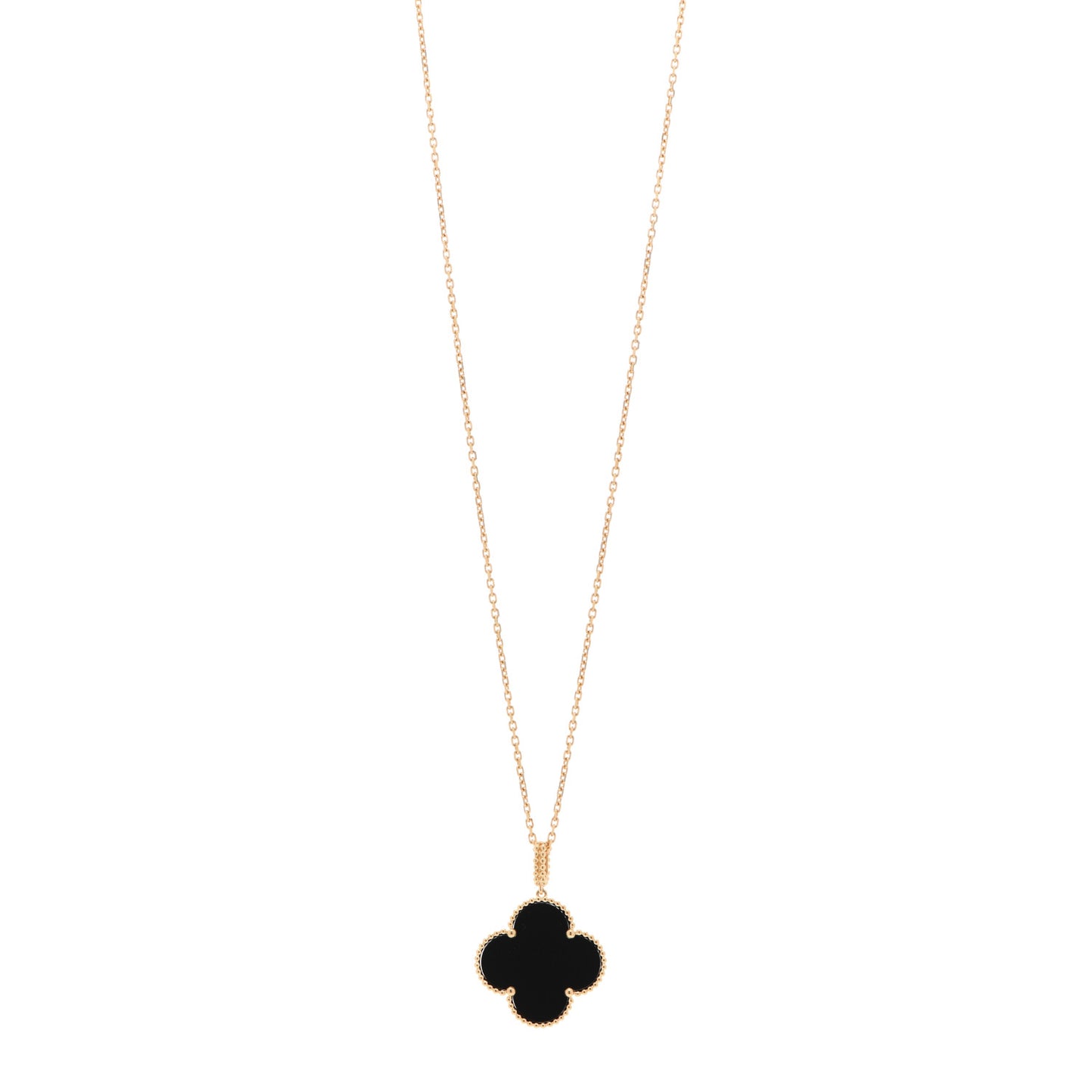 18K Yellow Gold Black Onyx Magic Alhambra Pendant Necklace