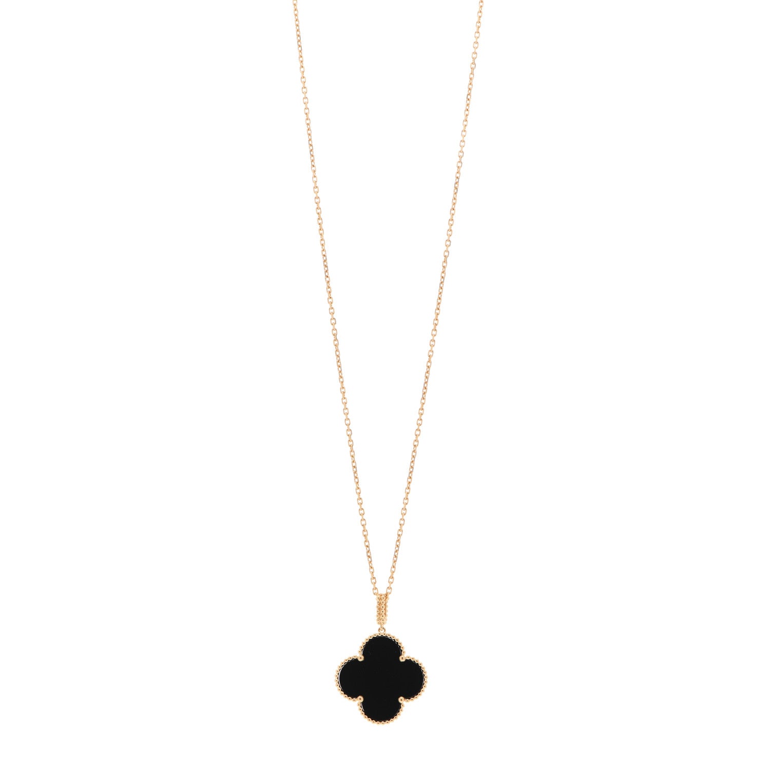 Van Cleef & Arpels 18K Yellow Gold Black Onyx Magic Alhambra Pendant Necklace 1 of 7