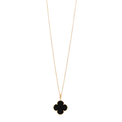 Van Cleef & Arpels 18K Yellow Gold Black Onyx Magic Alhambra Pendant Necklace 1 of 7