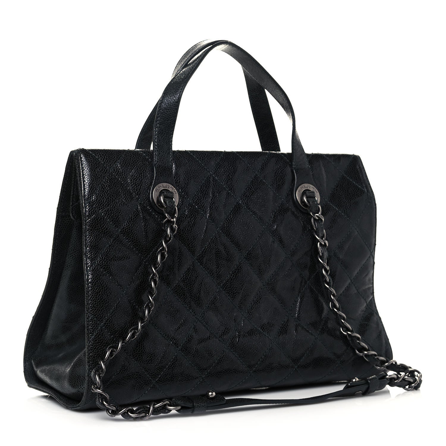 Chanel Crumpled Grained Calfskin Quilted CC Crave Tote Black 3 of 15