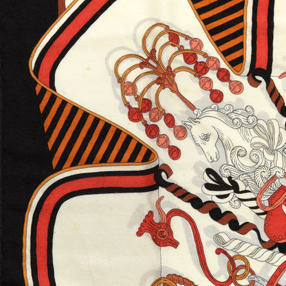 Hermes Cashmere Silk Bouquets Shawl 140 Rose Vif Jaune D'Or Black 4 of 4