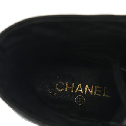 Chanel Patent Calfskin Pearl Combat Ankle Boots 39 Black 7 of 8