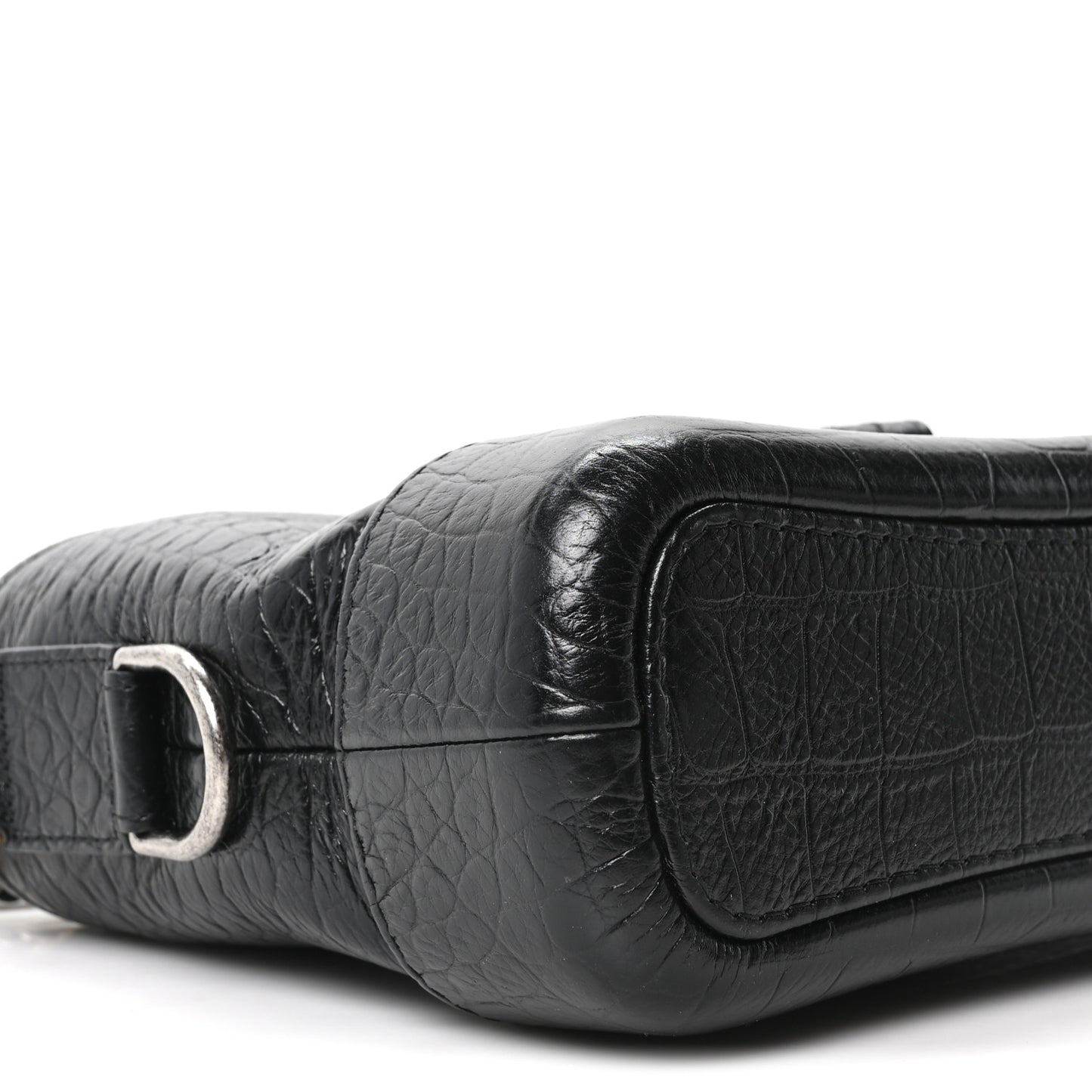 Calfskin Crocodile Embossed Small Gabrielle Cocodile Hobo Black