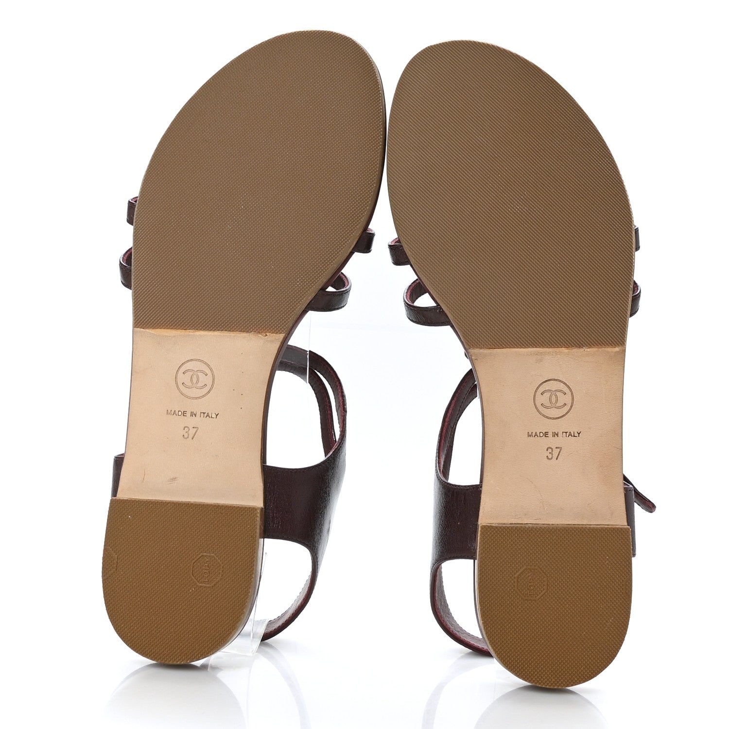 Chanel Calfskin Camellia Thong Sandals 37 Burgundy 5 of 8