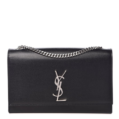Saint Laurent Grain De Poudre Medium Classic Monogram Kate Satchel Black 1 of 12