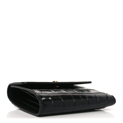 Chanel Calfskin Crocodile Embossed Crococo Flap Wallet Black 4 of 9