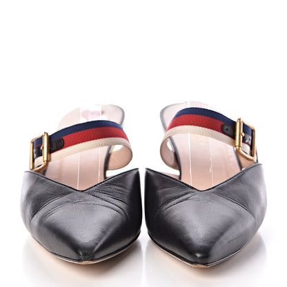 Gucci Malaga Kid Sylvie Web Bamboo Low Heel Mules 40 Black 2 of 14