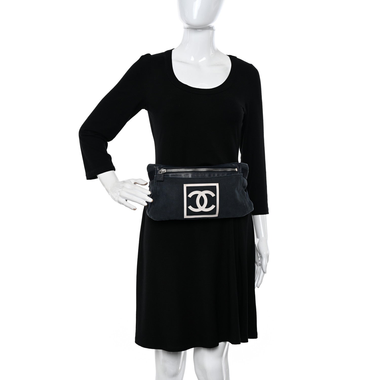 Chanel Canvas Sport Logo Waist Belt Bag Navy 2 of 11