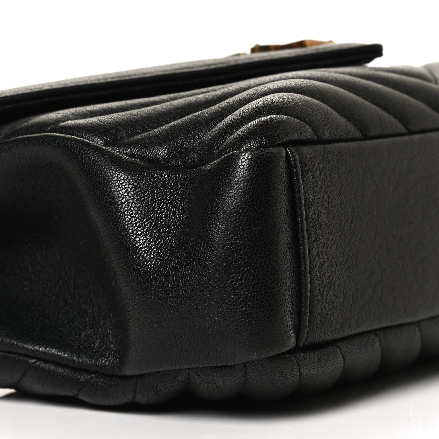 Saint Laurent Sheepskin Matelasse Chevron Monogram Medium College Bag Black 9 of 12