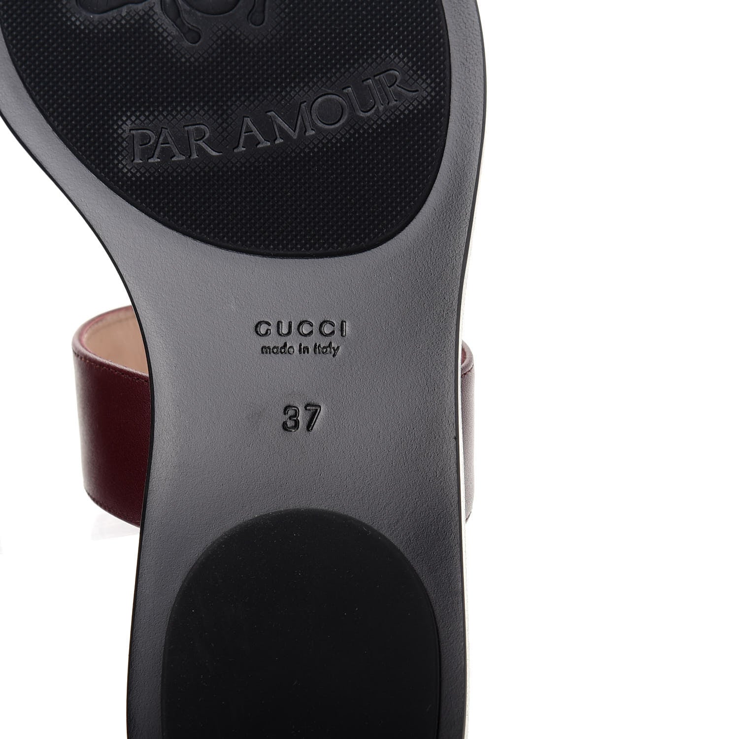 Gucci Calfskin GG Marmont Thong Sandals 37 Vintage Bordeaux 9 of 10