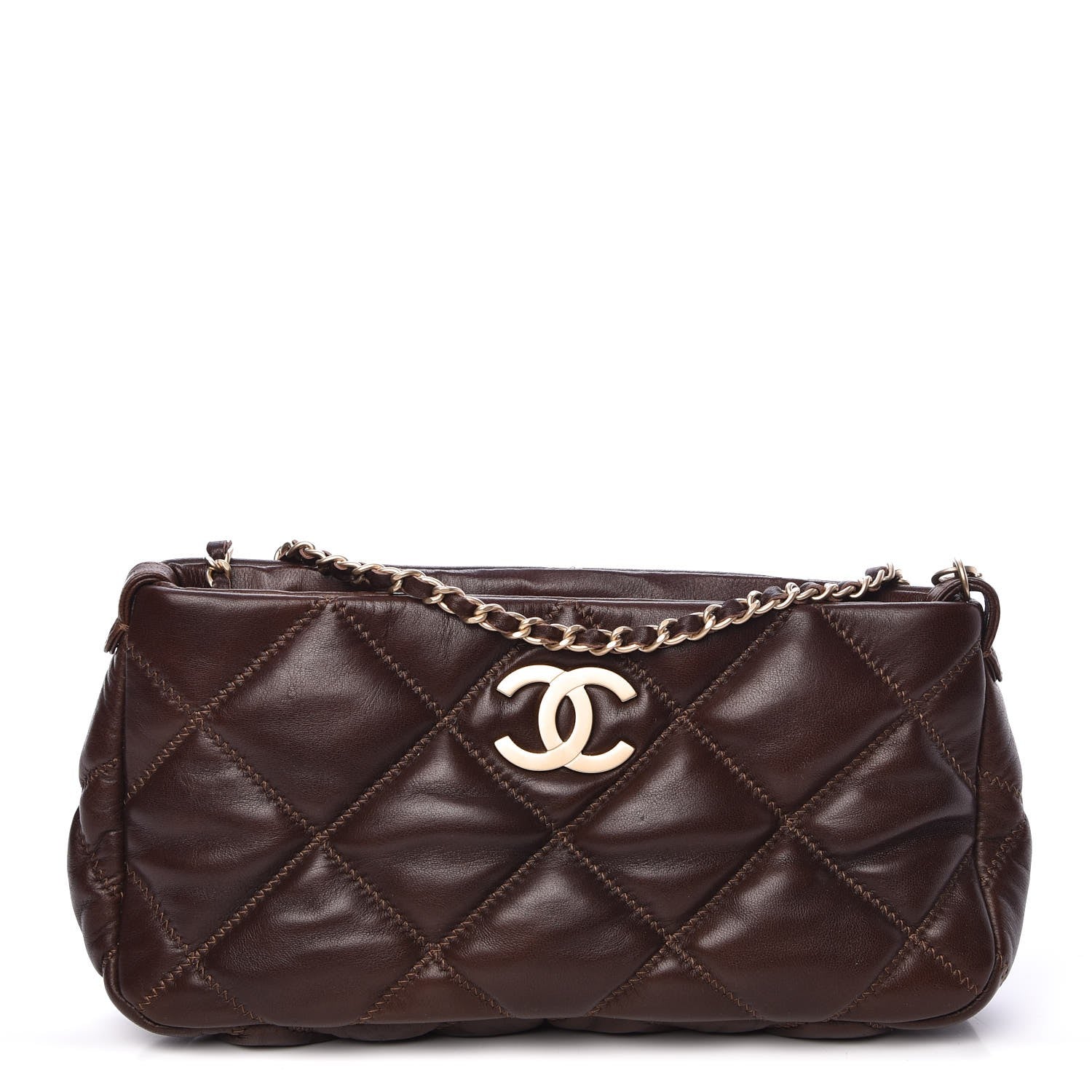 Chanel Lambskin Quilted Pochette Brown 1 of 7