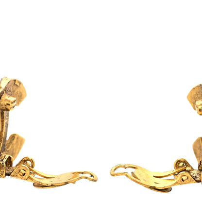 Chanel Crystal Studded CC Clip On Earrings Gold 3 of 4