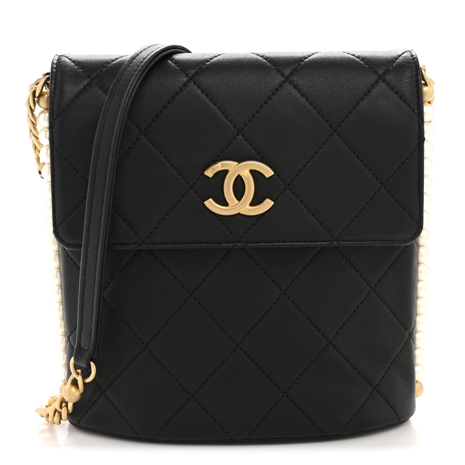 Chanel Calfskin Quilted Pearl Small About Pearls Hobo Bag Black 1 of 10