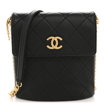 Chanel Calfskin Quilted Pearl Small About Pearls Hobo Bag Black 1 of 10
