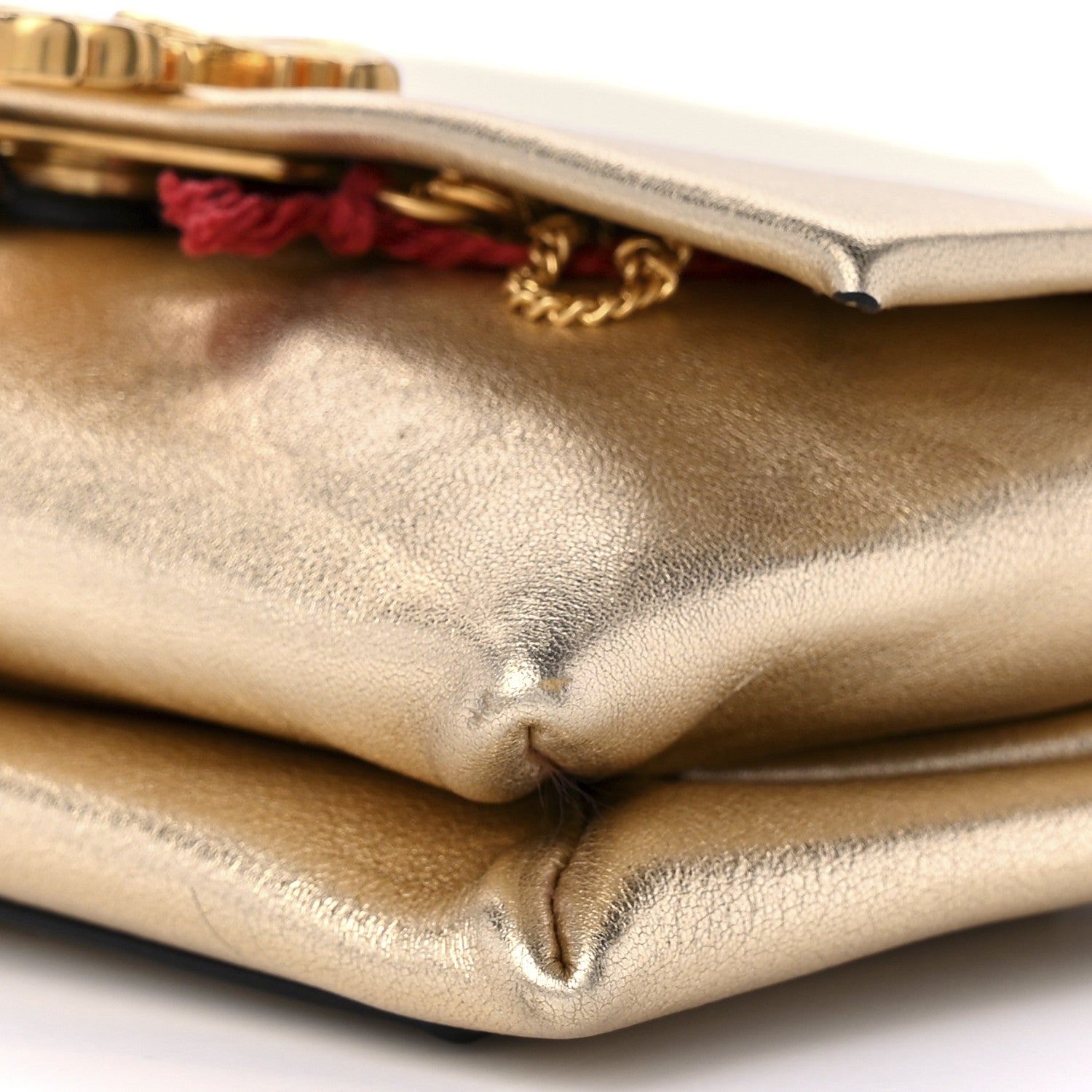 Valentino Garavani Metallic Calfskin Maison Gryphons Shoulder Bag Dark Gold 8 of 8