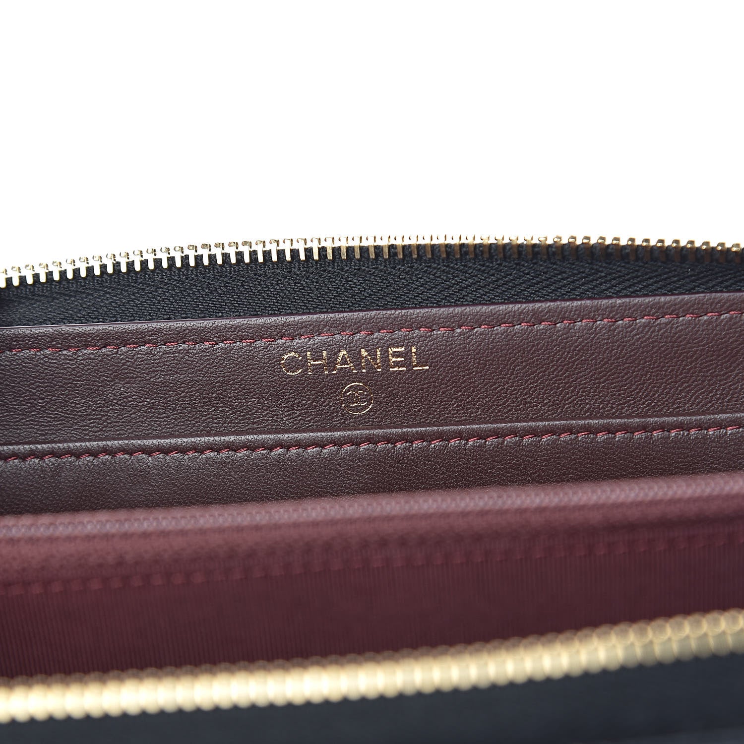 Chanel Lambskin Quilted Large Gusset Zip Around Wallet Black 6 of 8