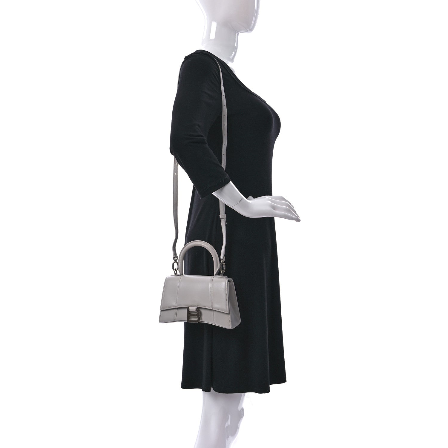 Balenciaga Shiny Box Calfskin Hourglass Top Handle Bag XS Chalky White 2 of 15