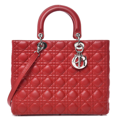 Christian Dior Lambskin Cannage Large Lady Dior Red 1 of 20