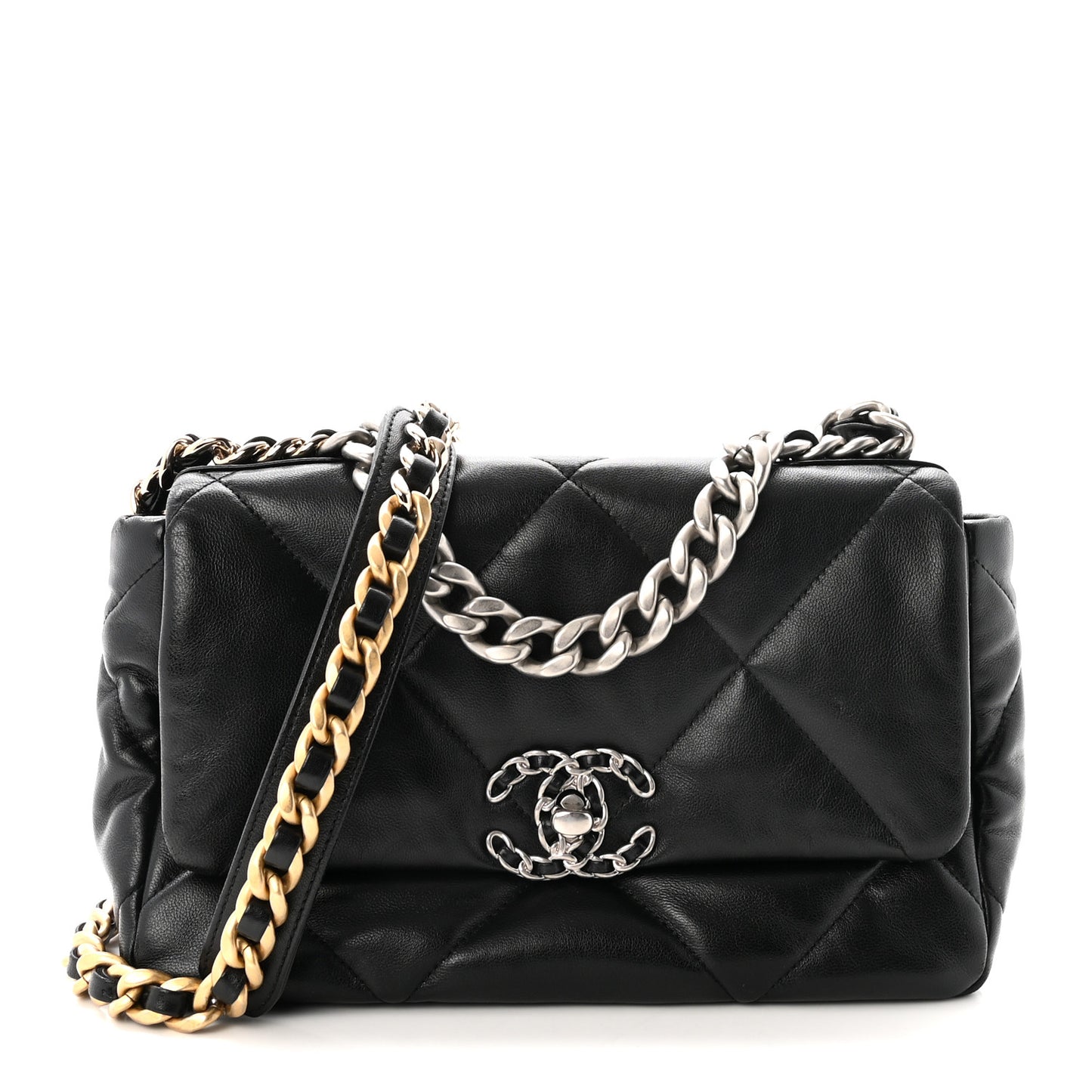 Lambskin Quilted Medium Chanel 19 Flap Black
