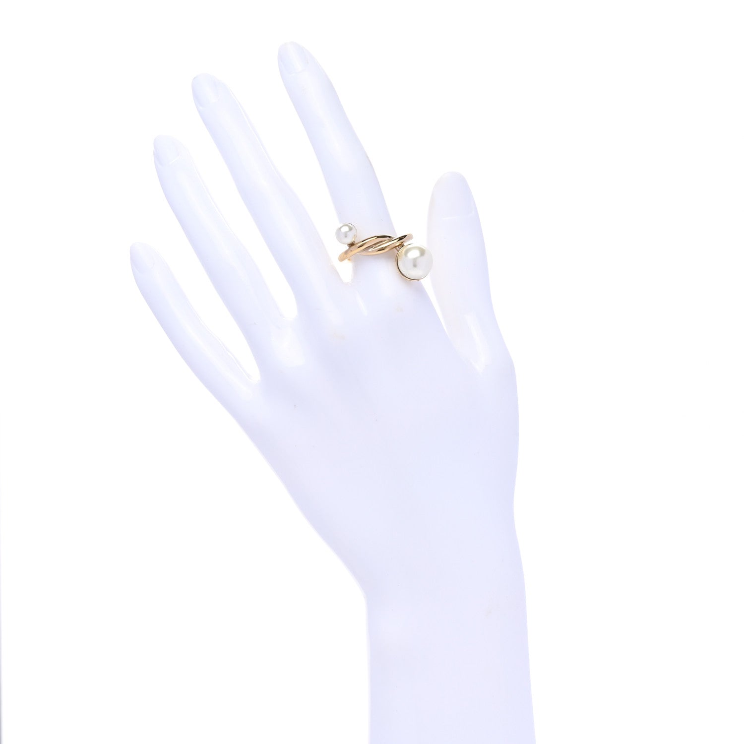 Christian Dior Pearl Twist Ring M 49 5 Gold 2 of 5