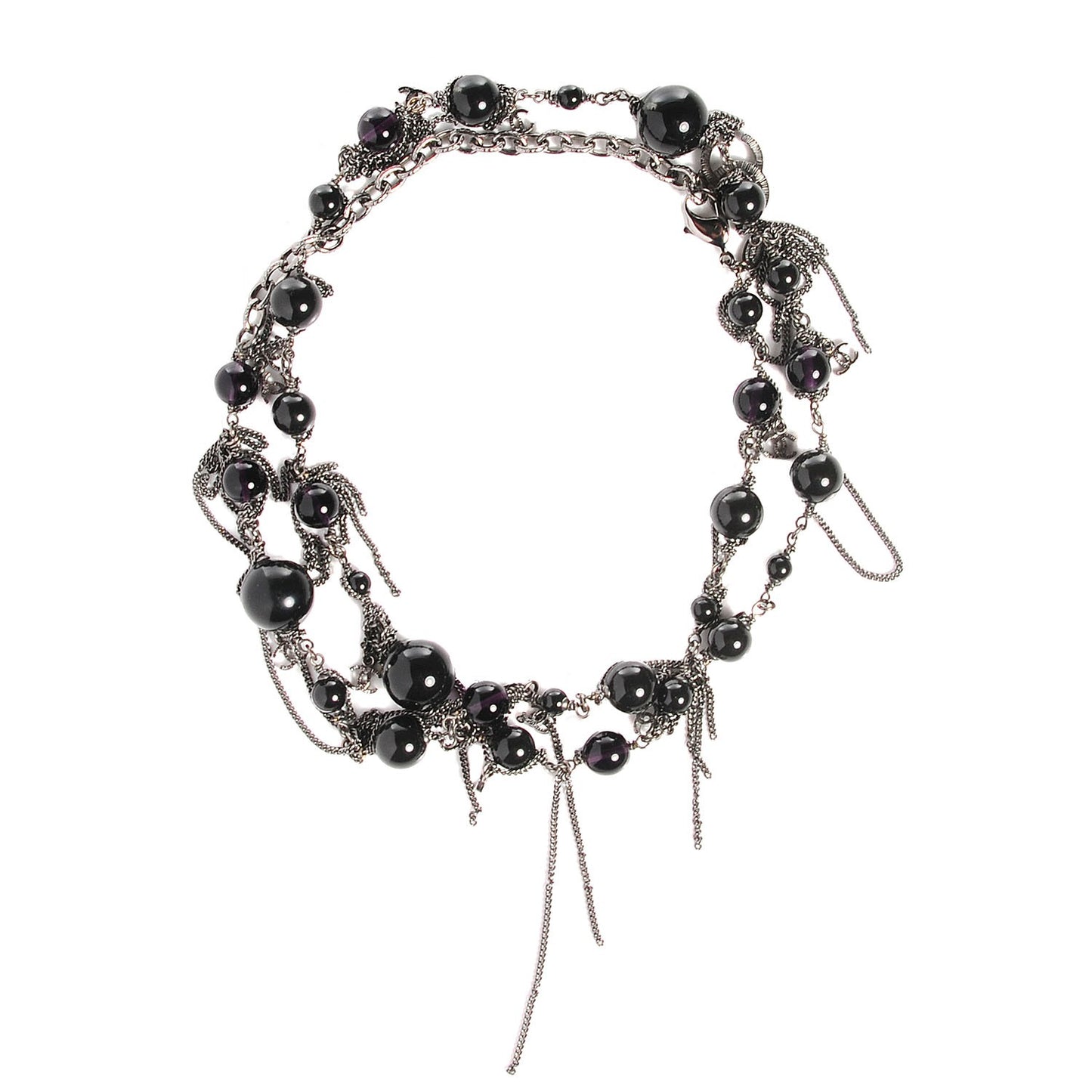 Ruthenium Beaded CC Necklace Purple