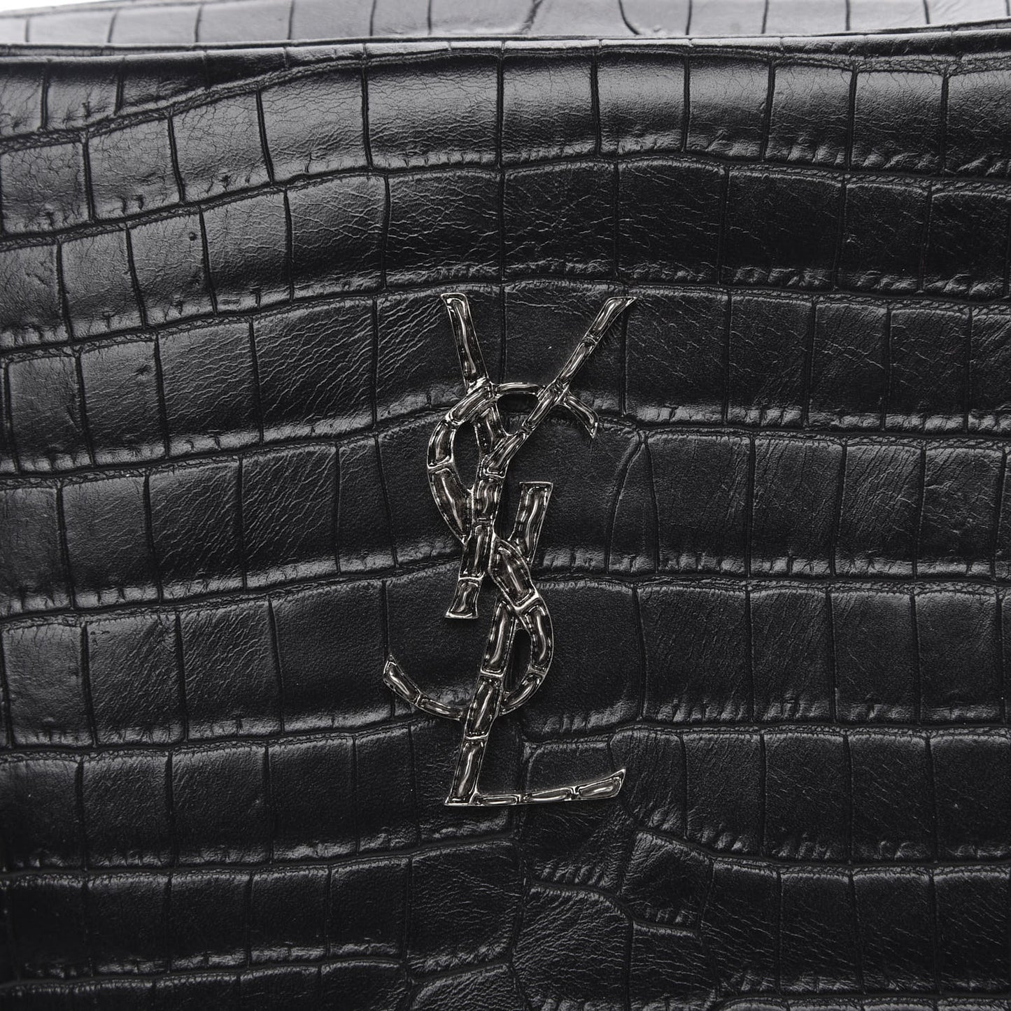 Calfskin Crocodile Embossed Monogram Lou Camera Bag Black