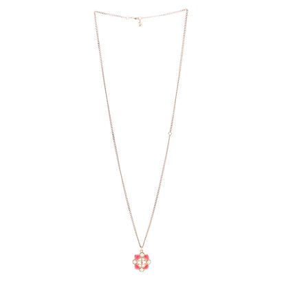 Chanel Enamel Pearl CC Necklace Gold Pink 3 of 4