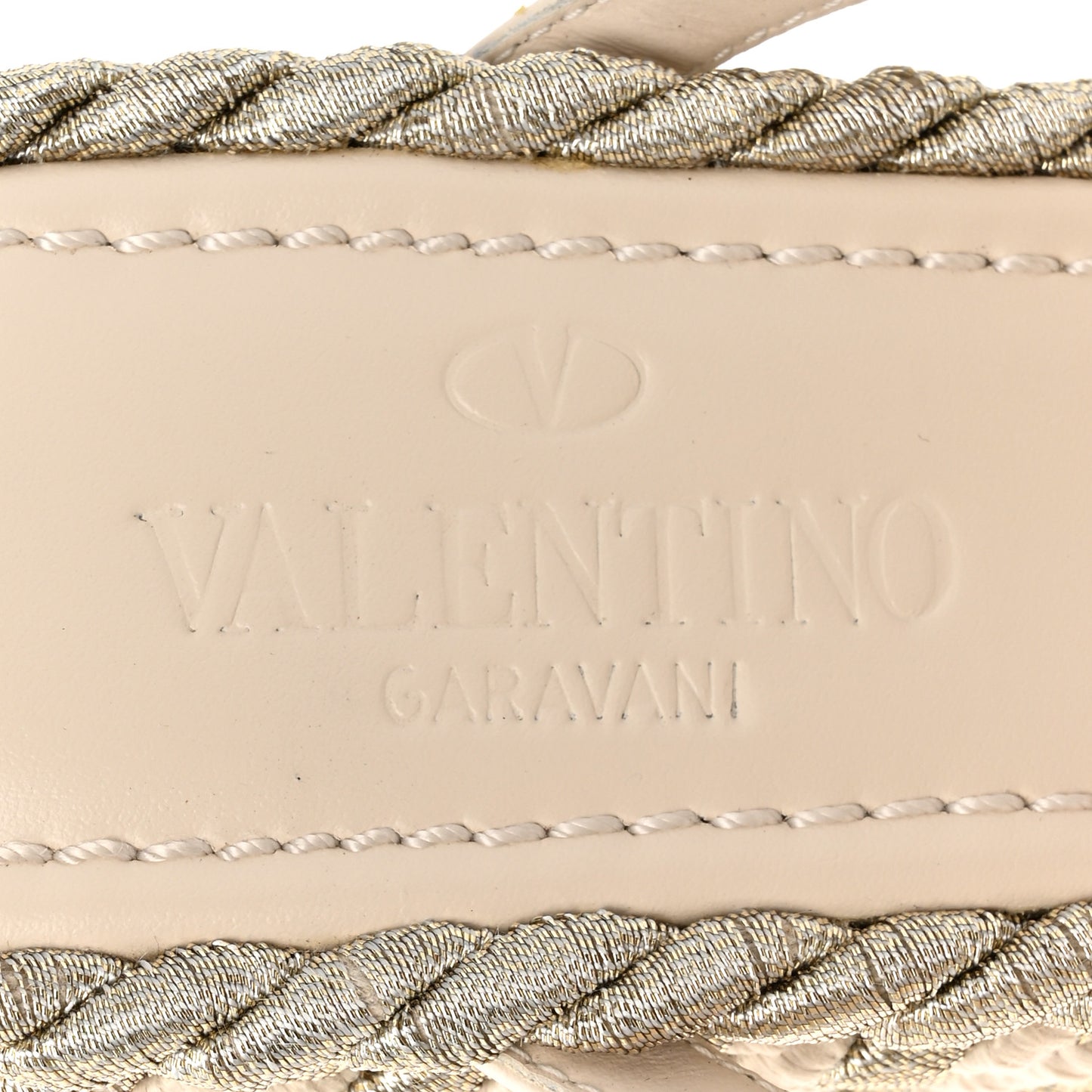 Metallic Nappa Rockstud Espadrille Wedge 25/90mm Slide Sandals 39 Silver Beige