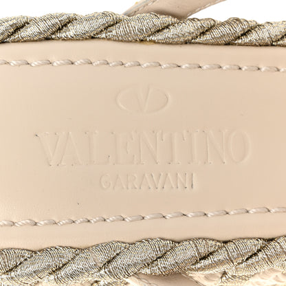 Valentino Garavani Metallic Nappa Rockstud Espadrille Wedge 25/90mm Slide Sandals 39 Silver Beige 7 of 9